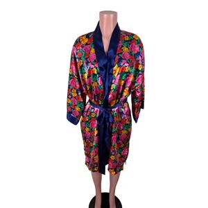 Victoria's Secret Gold Label Vintage Satin Robe Floral Colorful Feminine Twee